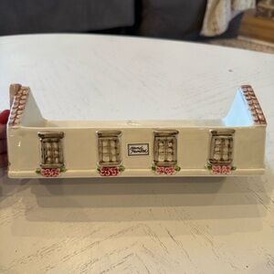 Fitz and Floyd Cream Hand Painted cracker tray with Pink and Brown Accents